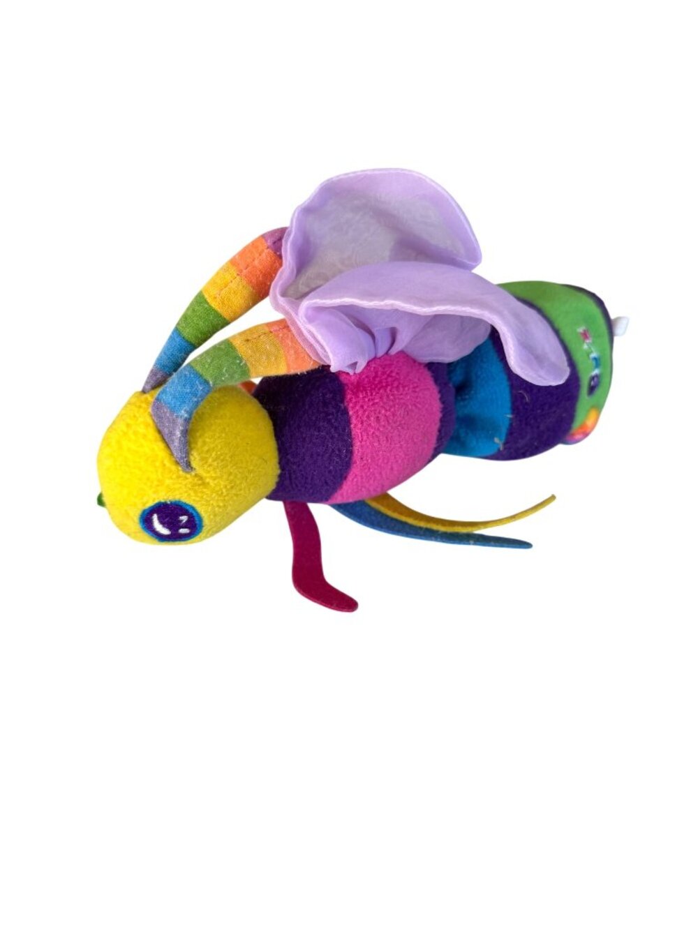 Lisa Frank Buzz Bee Plush VTG Rainbow Bright Striped Stuffed Animal Wings
